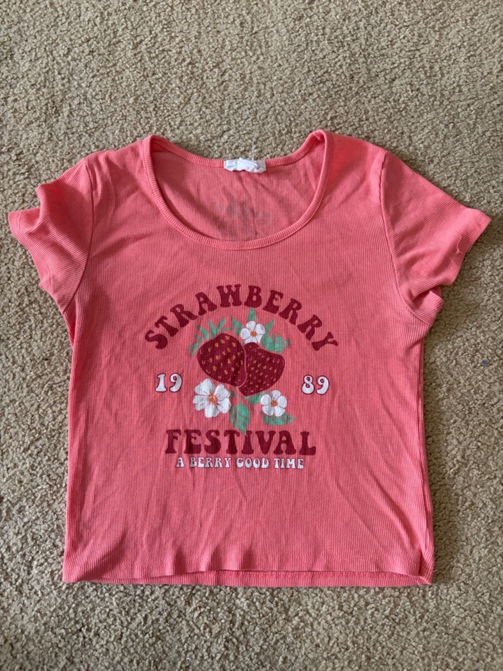 Coral Pink Strawberry Festival Crop Top